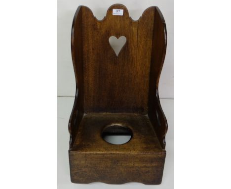 19thC Oak Child’s Rocking Commode with heart shaped insert, 12” w x 24”h