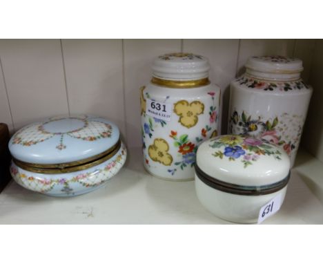 2 glazed porcelain trinket dishes with hinged lids and two similar ginger jars with lids (4)