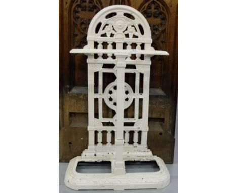 Victorian Cast Iron Stick Stand, painted white