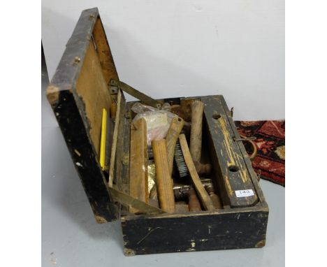 Pine Tool Box with contents – hammers, hatchet etc