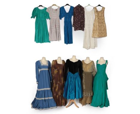 Circa 1970's/1980's Ladies' Evening and Other Dresses, comprising six Vivien Smith of York dresses including a brown and yell