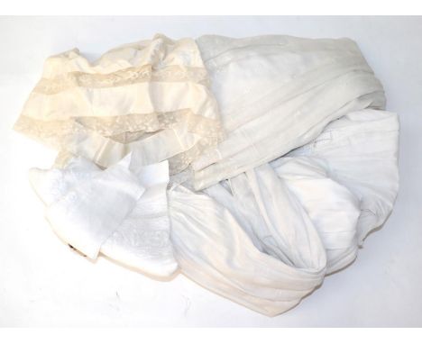 Circa 1830-1870's Baby and Children's Cotton Gowns and Dresses, comprising an empire line long baby gown with scalloped detai