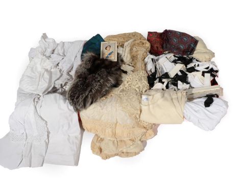 Assorted Late 19th/Early 20th Century Costume and Accessories, including gentleman's cream wool one piece undergarment, gentl