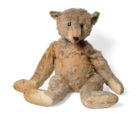 A Large Early 20th Century Steiff Teddy Bear, with button to his ear, large black button eyes, stitched nose and mouth, repla