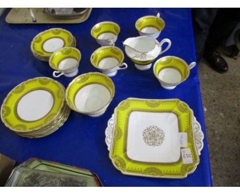 SHELLEY TEA SERVICE WITH A YELLOW AND GOLD DESIGN, PATTERN NO 11559