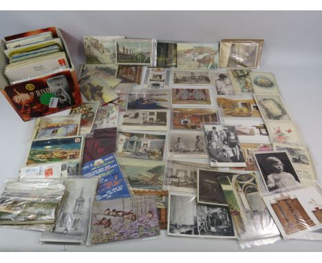 Shoe box full of postcards including Royalty related, Queens dolls house, Vintage etc