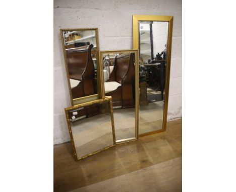 Four Gold effect edged Mirrors . Tallest is approx 50 x 17 inches. See photos. This item is not suitable for postage! Collect