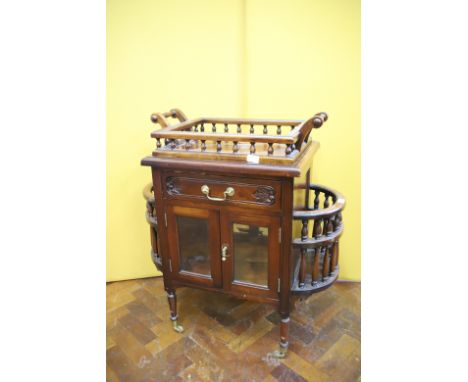 Interesting Drinks Cabinet With Removable Galleried Tray to top and matching side Bottle pockets. Measures H:34 x W:35 x D:18