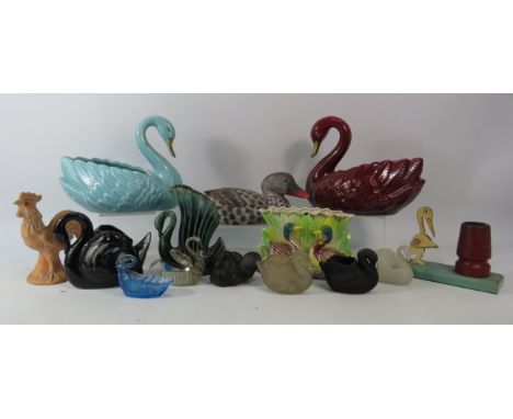 Selection of Duck and Swan related ceramic and glass figurines etc.