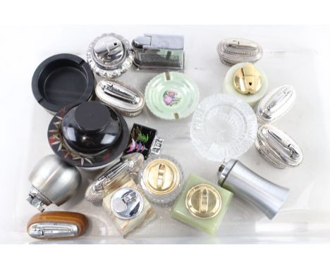 Assorted Table Lighters &amp; Ashtrays Inc Vintage, Ronson, Onyx, Etc Please be aware due to transportation safety all lighte