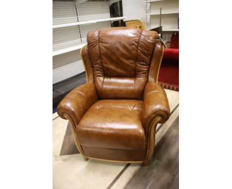 Italian leather made by Salotti in as new condition. Comes with as new certificates. Measures H:41 x W:35 x D:26 inches. Love