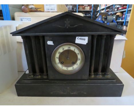 Slate Mantle clock with enamel face for spares or repair.