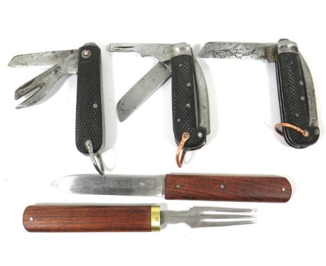 Three Vintage Arrowmarked Penknives by makers such as Venture, Slater  ,  Wade &amp; Butcher,  WW2 dates , Together with knif
