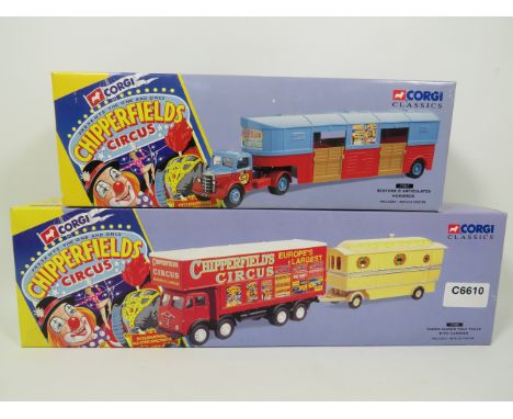 Two Corgi Classics Chipperfield's Circus Die Cast 1:50 Scale Models of a Bedford O Articulated Horsebox plus a Foden, Closed 