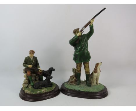 Two Leonardo resin hunting / shooting and working dog figurines the tallest stands 13".