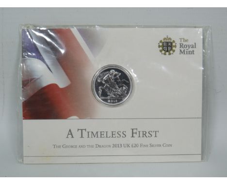 Royal Mint 2013 UK Fine Silver £20 Coin .999.  in unopened Cello wrap. See photos