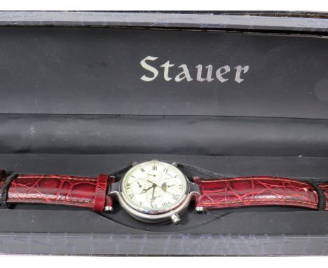 Stauer Graves 23 Jewel Chronograph in very good condition and in running order. Good Leather Strap with original box and inst