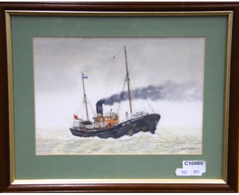                                Watercolour by R C Cook of the ST 'Pentland Firth'  Framed under glass it measures approx 12 x