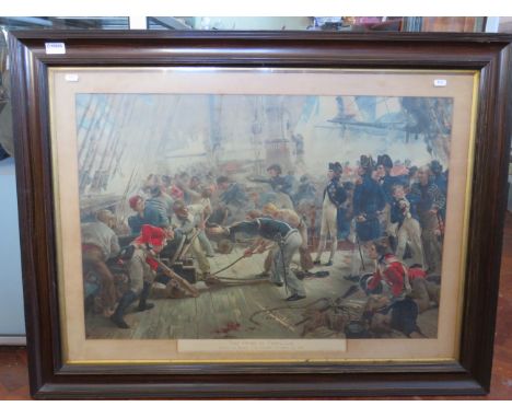 Large Framed Vintage print 'Hero of Trafalgar' by William Heysman Overend Framed and mounted under glass in good condition. M