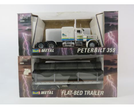 Revell 1:24 scale Peterbilt 359 Truck &amp; Flat-bed Trailer both boxed.
