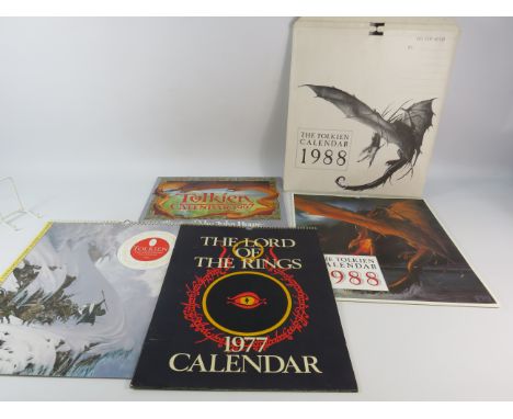Four vintage Tolkien Lord of the Rings Calenders.