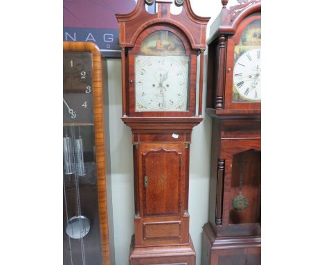 Vintage Oak cased long case clock by james Wilson of Nuneaton, with two weight drive. Intermittent runner which would benefit