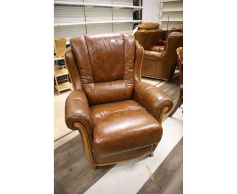Italian leather made by Salotti in as new condition. Comes with as new certificates. Measures H:41 x W:35 x D:26 inches. Love