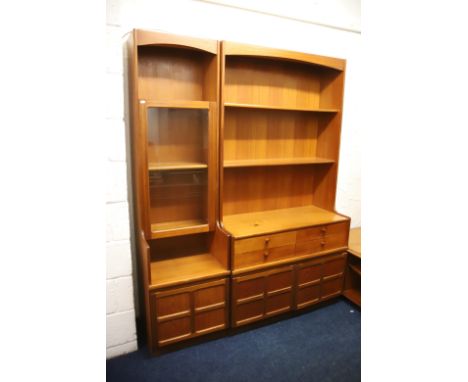 Two Nathan wall units in good order but would benefit from some light refurbishment   Dimensions are (Double unit) H:76 x W:4