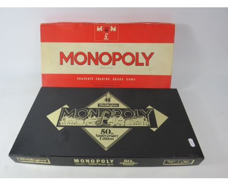 Monopoly 50th anniversary and original board games.