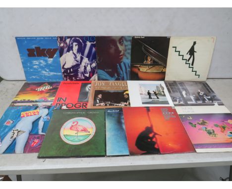 Fifteen Vinyl Rock and Pop LP' Albums by various artists to include, Sky, Yazoo, Jon and Vangelis, Rolling Stones. See photos