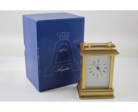 Vintage Angelus Carriage Clock Movement - Key-Wind WORKING - Running In Vintage Condition Signs Of Use &amp; Wear See Photogr