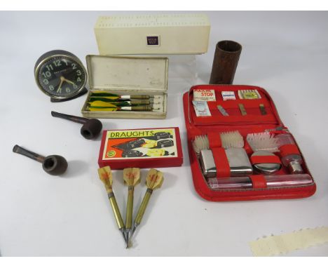 Mixed lot including Silk cut Dominoes, Vintage darts, Smoking pipes etc.