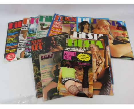 Thirteen vintage adult content magazines Fiesta etc.