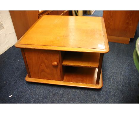 Nathan, 'Pandora's Box' Square island coffee table with drawers and shelves, in good order but would benefit from light resto