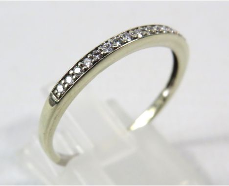 9ct white Gold diamond half eternity ring ( no hallmark but has been tested) finger size R.5. 1.7 grams