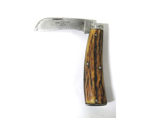Very Rare Vintage Pruning knife with Antler handle by Cross Daggers of Sheffield. Flat Bottom. See photos. 