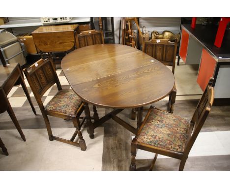 Lovely small but extending Gate leg table by Jaycee furniture ltd,  which comes with Four Smart upholstered chairs. All in ve