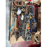 Shop Tools: Lot of Wrenches, Eyebolts, Shackles, C Clamps and More. See Photo