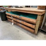 Custom Built Heavy Duty Wood Table with 3/4" Plywood Top, (3) pull-out drawers.