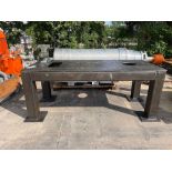 Heavy Duty Table constructed of solid 1/2 plate. 2-Cut-Outs, 8" Vise. See Photo