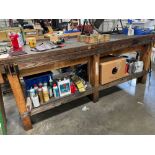 Lot of 2: H.D. Wood Table, lower shelf; (1) 99" x 42" x 40" W; (1) 99" x 35" x 40"