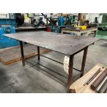 Metal Table with 1/2" Metal Top with perimeter punched holes. See Photo OAD 64" L x 46" W x 32" T
