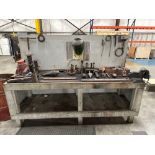 Wood Work Station with tooling, centers, drills, vise, and File Cabinet with contents. See Photo