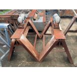 Lot of 2 Heavy Duty Saw Horses W/ Rollers. 43”L x 30”W x 37”OAH.