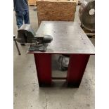 Solid Metal Table, 3/4" Metal Top, Wilton 6-1/2" Vise; 49" x 32" x 30" T (Red)