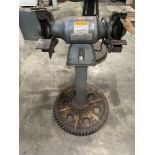 8" Baldor Double Ended Grinder Catalog 8250W, S/N P500 on Pedestal Stand with H.D. Custom Gear Base