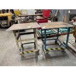 Lot of 2 Metal Tables on Casters: (1) 34" x 34" x 38", (1) 36" x 36" x 35" See Photo