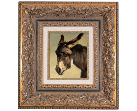 Rosa Marie (Rosalie) Bonheur (French, 1822 - 1899)Portrait of a DonkeyOil on Board. Signed and dated (1881) lower left. Prove