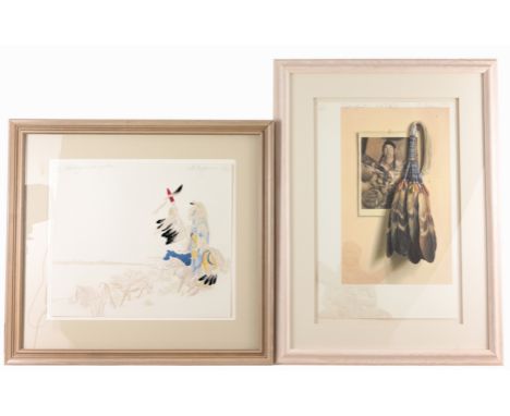 (2) Ed Morgan (American, 1934 - 2014)Pencil signed, titled and numbered in upper margins.(L) "Blueberry and the Wolf Clan" - 