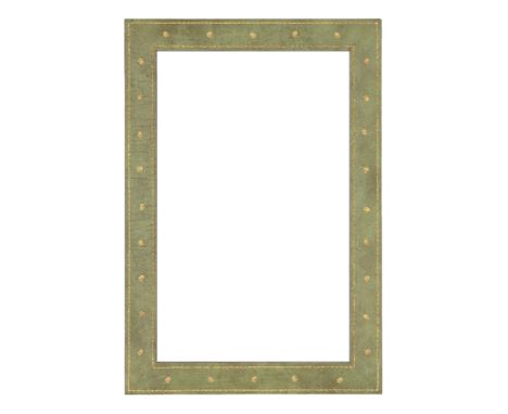Vintage 20th C Italian leather mirror frame. (8084)Rabbet Size: 32 x 20 in. Sight Size: 31.25 x 19.25 in. Overall Framed Size